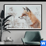 Poster Winterstille Der Fuchs Querformat Produktvorschau mit dem Bild Winterstille - Der Fuchs im Format Querformat.