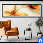 Poster Zarte Blueten In Orange Panorama Produktvorschau mit dem Bild Zarte Blüten in Orange im Format Panorama.