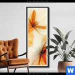Poster Zarte Blueten In Orange Schmal Produktvorschau mit dem Bild Zarte Blüten in Orange im Format Schmal.