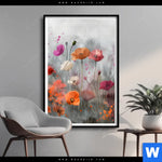Poster Zarte Mohnblumen Im Wind Hochformat Produktvorschau mit dem Bild Zarte Mohnblumen im Wind im Format Hochformat.