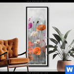 Poster Zarte Mohnblumen Im Wind Schmal Produktvorschau mit dem Bild Zarte Mohnblumen im Wind im Format Schmal.