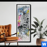 Poster Zebra Blumen Schmal Produktvorschau mit dem Bild Zebra & Blumen im Format Schmal.