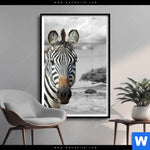 Poster Zebra In Afrika Hochformat Produktvorschau mit dem Bild Zebra in Afrika im Format Hochformat.