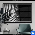 Poster Zebra Schwarzweiss Querformat Produktvorschau mit dem Bild Zebra Schwarzweiß im Format Querformat.
