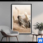 Poster Zebra Staub Hochformat Produktvorschau mit dem Bild Zebra & Staub im Format Hochformat.