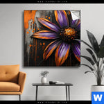 Spannbild Abstrakte Blume In Orange Lila Quadrat Produktvorschau mit dem Bild Abstrakte Blume in Orange & Lila im Format Quadrat.