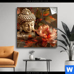 Spannbild Abstrakter Buddha Blumen Quadrat Produktvorschau mit dem Bild Abstrakter Buddha & Blumen im Format Quadrat.