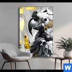 Spannbild Abstrakter Papagei Mit Gold Hochformat Produktvorschau mit dem Bild Abstrakter Papagei mit Gold im Format Hochformat.