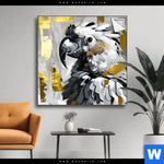 Spannbild Abstrakter Papagei Mit Gold Quadrat Produktvorschau mit dem Bild Abstrakter Papagei mit Gold im Format Quadrat.