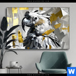Spannbild Abstrakter Papagei Mit Gold Querformat Produktvorschau mit dem Bild Abstrakter Papagei mit Gold im Format Querformat.