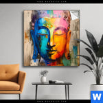 Spannbild Abstraktes Buddha Gesicht Quadrat Produktvorschau mit dem Bild Abstraktes Buddha-Gesicht im Format Quadrat.