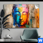 Spannbild Abstraktes Buddha Gesicht Querformat Produktvorschau mit dem Bild Abstraktes Buddha-Gesicht im Format Querformat.