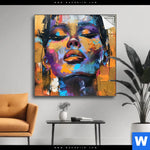 Spannbild Abstraktes Frauenportraet Dilara Quadrat Produktvorschau mit dem Bild Abstraktes Frauenporträt Dilara im Format Quadrat.