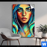 Spannbild Abstraktes Frauenportraet Hydra Hochformat Produktvorschau mit dem Bild Abstraktes Frauenporträt Hydra im Format Hochformat.