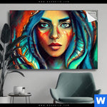 Spannbild Abstraktes Frauenportraet Hydra Querformat Produktvorschau mit dem Bild Abstraktes Frauenporträt Hydra im Format Querformat.