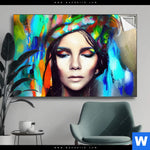 Spannbild Abstraktes Frauenportraet Scarlett Querformat Produktvorschau mit dem Bild Abstraktes Frauenporträt Scarlett im Format Querformat.