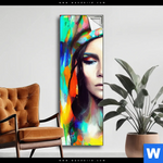 Spannbild Abstraktes Frauenportraet Scarlett Schmal Produktvorschau mit dem Bild Abstraktes Frauenporträt Scarlett im Format Schmal.