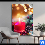 Spannbild Adventskerze Mit Weihnachtsschmuck Hochformat Produktvorschau mit dem Bild Adventskerze mit Weihnachtsschmuck im Format Hochformat.