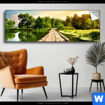 Spannbild Alte Bruecke Am Fluss Panorama Produktvorschau mit dem Bild Alte Brücke am Fluss im Format Panorama.