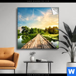 Spannbild Alte Bruecke Am Fluss Quadrat Produktvorschau mit dem Bild Alte Brücke am Fluss im Format Quadrat.