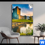 Spannbild Alte Burg Mit See Hochformat Produktvorschau mit dem Bild Alte Burg mit See im Format Hochformat.