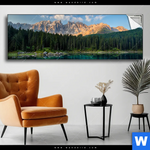 Spannbild Bergsee Im Wald Panorama Produktvorschau mit dem Bild Bergsee im Wald im Format Panorama.