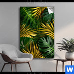 Spannbild Blaetter Gold Gruen Hochformat Produktvorschau mit dem Bild Blätter Gold Grün im Format Hochformat.