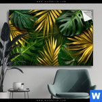 Spannbild Blaetter Gold Gruen Querformat Produktvorschau mit dem Bild Blätter Gold Grün im Format Querformat.