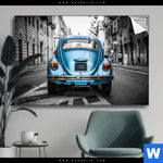 Spannbild Blauer Oldtimer Querformat Produktvorschau mit dem Bild Blauer Oldtimer im Format Querformat.