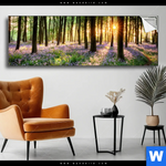 Spannbild Bluehender Wald Bei Sonnenaufgang Panorama Produktvorschau mit dem Bild Blühender Wald bei Sonnenaufgang im Format Panorama.