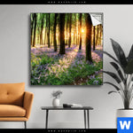 Spannbild Bluehender Wald Bei Sonnenaufgang Quadrat Produktvorschau mit dem Bild Blühender Wald bei Sonnenaufgang im Format Quadrat.