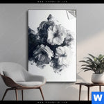 Spannbild Blumen Im Schwarzen Farbnebel Hochformat Produktvorschau mit dem Bild Blumen im schwarzen Farbnebel im Format Hochformat.