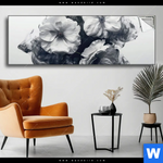 Spannbild Blumen Im Schwarzen Farbnebel Panorama Produktvorschau mit dem Bild Blumen im schwarzen Farbnebel im Format Panorama.