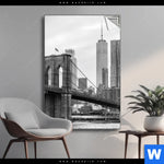 Spannbild Brooklyn Bridge Schwarzweiss Hochformat Produktvorschau mit dem Bild Brooklyn Bridge Schwarzweiß im Format Hochformat.
