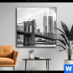 Spannbild Brooklyn Bridge Schwarzweiss Quadrat Produktvorschau mit dem Bild Brooklyn Bridge Schwarzweiß im Format Quadrat.