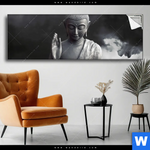 Spannbild Buddha Erleuchtung Im Dunkeln Panorama Produktvorschau mit dem Bild Buddha - Erleuchtung im Dunkeln im Format Panorama.