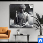 Spannbild Buddha Erleuchtung Im Dunkeln Quadrat Produktvorschau mit dem Bild Buddha - Erleuchtung im Dunkeln im Format Quadrat.