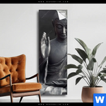 Spannbild Buddha Erleuchtung Im Dunkeln Schmal Produktvorschau mit dem Bild Buddha - Erleuchtung im Dunkeln im Format Schmal.