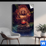 Spannbild Buddha Lotusbluete Hochformat Produktvorschau mit dem Bild Buddha & Lotusblüte im Format Hochformat.