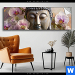 Spannbild Buddha Orchideen Panorama Produktvorschau mit dem Bild Buddha & Orchideen im Format Panorama.