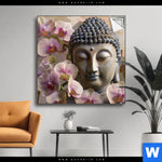 Spannbild Buddha Orchideen Quadrat Produktvorschau mit dem Bild Buddha & Orchideen im Format Quadrat.