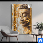 Spannbild Buddha Statue Im Goldenen Bambus Hochformat Produktvorschau mit dem Bild Buddha-Statue im goldenen Bambus im Format Hochformat.