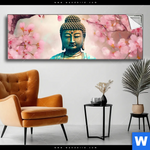 Spannbild Buddha Statue Mit Kirschblueten Panorama Produktvorschau mit dem Bild Buddha Statue mit Kirschblüten im Format Panorama.