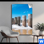Spannbild Buhnen In Wellen Am Strand Hochformat Produktvorschau mit dem Bild Buhnen in Wellen am Strand im Format Hochformat.