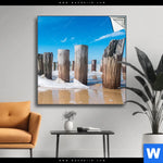 Spannbild Buhnen In Wellen Am Strand Quadrat Produktvorschau mit dem Bild Buhnen in Wellen am Strand im Format Quadrat.