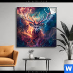 Spannbild Bunter Hirsch In Flammen Quadrat Produktvorschau mit dem Bild Bunter Hirsch in Flammen im Format Quadrat.