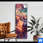 Spannbild Bunter Hirsch In Flammen Schmal Produktvorschau mit dem Bild Bunter Hirsch in Flammen im Format Schmal.
