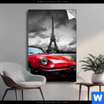 Spannbild Eiffelturm Rotes Auto Hochformat Produktvorschau mit dem Bild Eiffelturm & Rotes Auto im Format Hochformat.