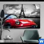 Spannbild Eiffelturm Rotes Auto Querformat Produktvorschau mit dem Bild Eiffelturm & Rotes Auto im Format Querformat.