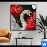 Spannbild Eleganter Schwan Mit Blumen Quadrat Produktvorschau mit dem Bild Eleganter Schwan mit Blumen im Format Quadrat.
